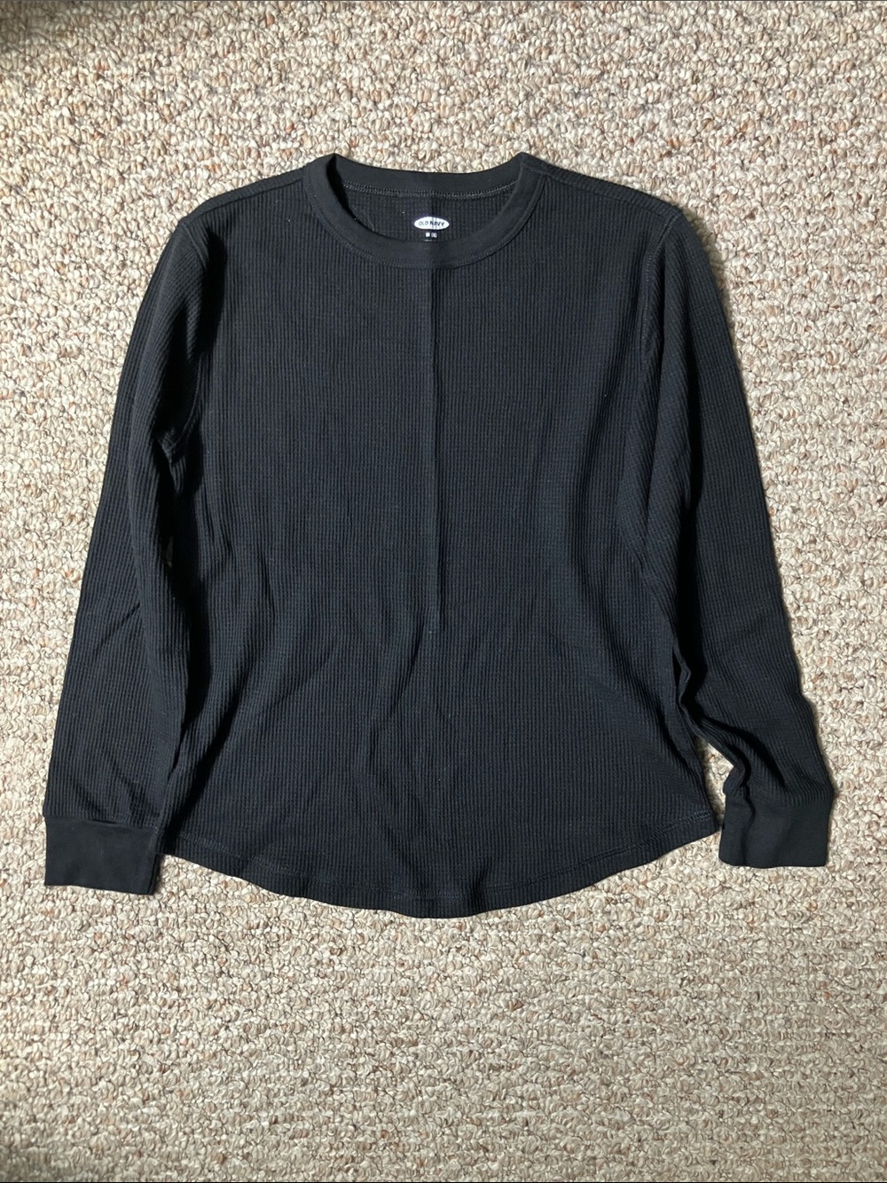 Old Navy Black Ribbed Long-Sleeve Crew Shirt